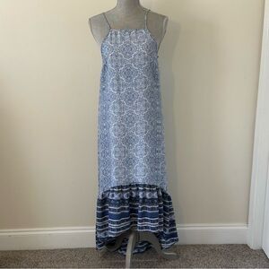 Knox Rose Blue Tiered Ruffled Dress Sundress SZ S Flowy Feminine Lightweight